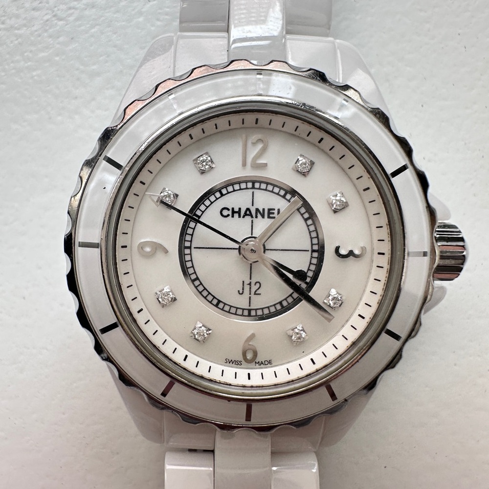 CHANEL J12 White Ceramic Diamond Watch, 29mm
